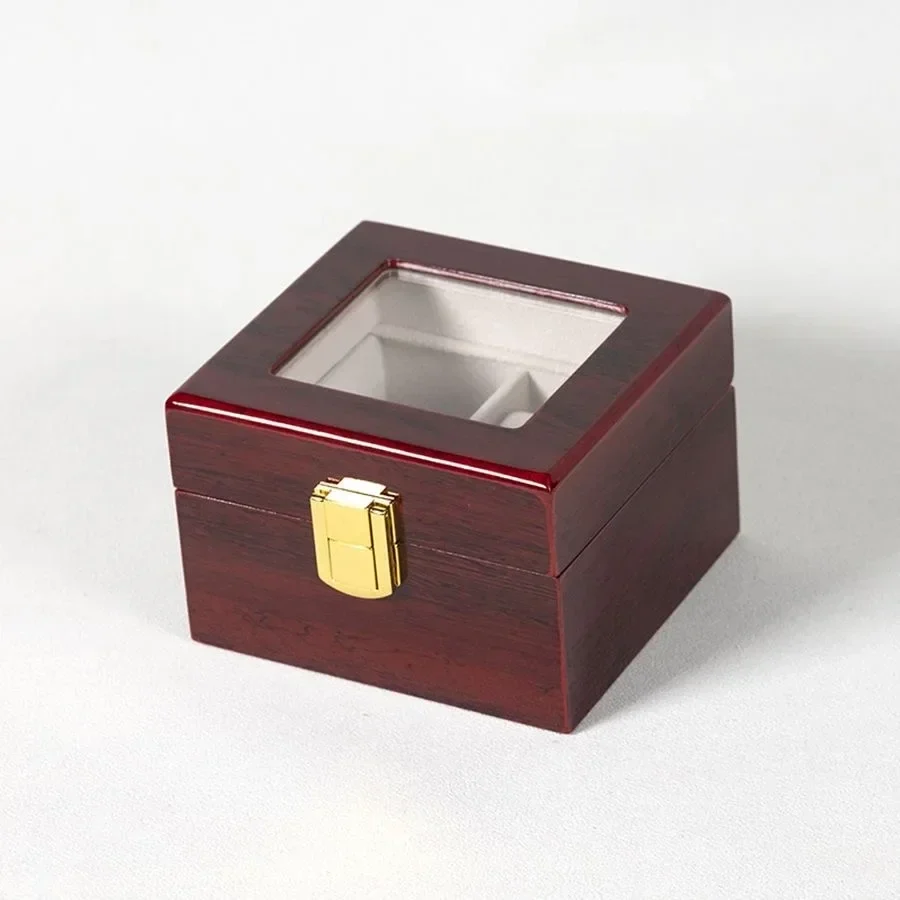 Wooden watch display box with glass lid, 1 to 12 slots — representative supplier photograph