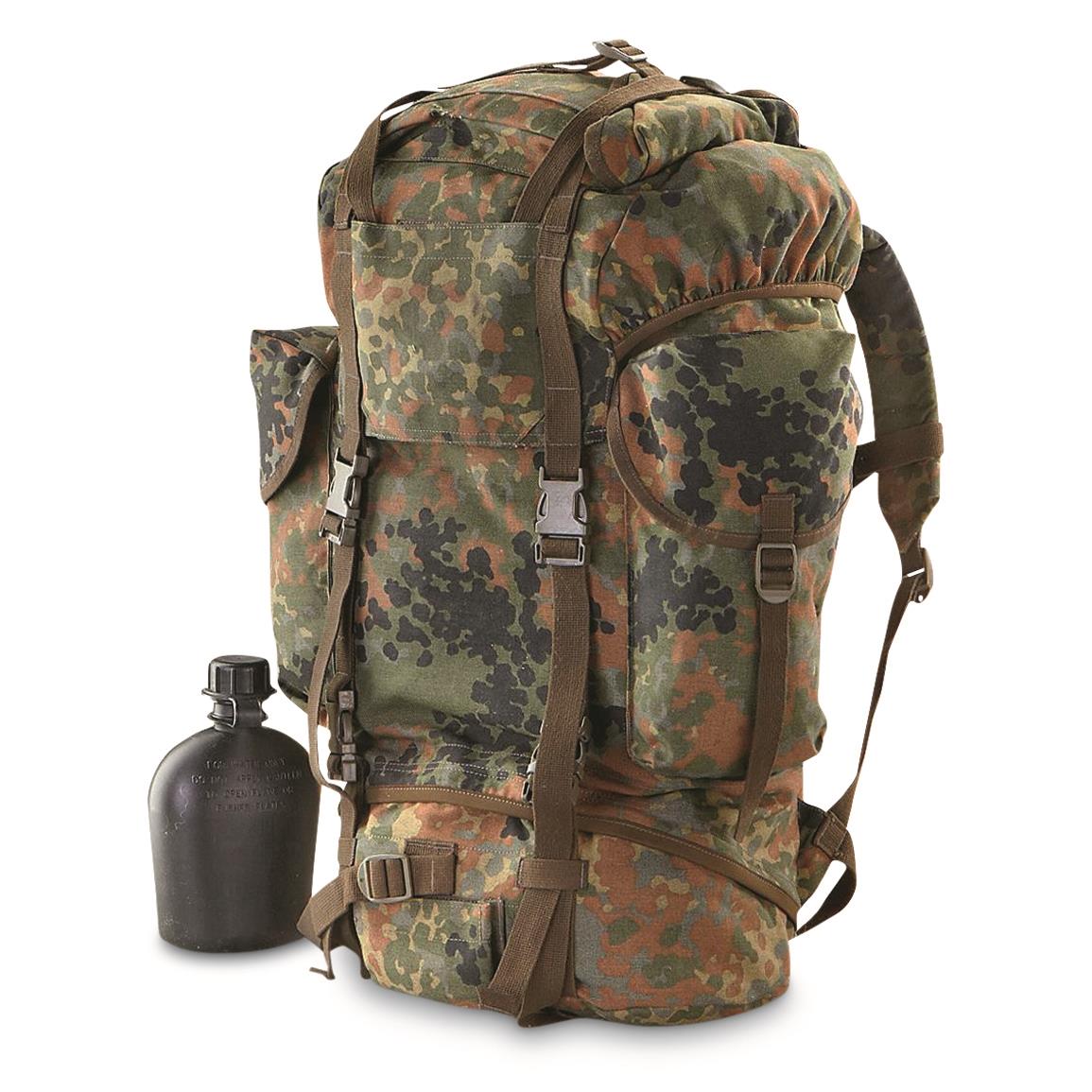 German Military Surplus XL 35L Flecktarn Rucksack, Like New
