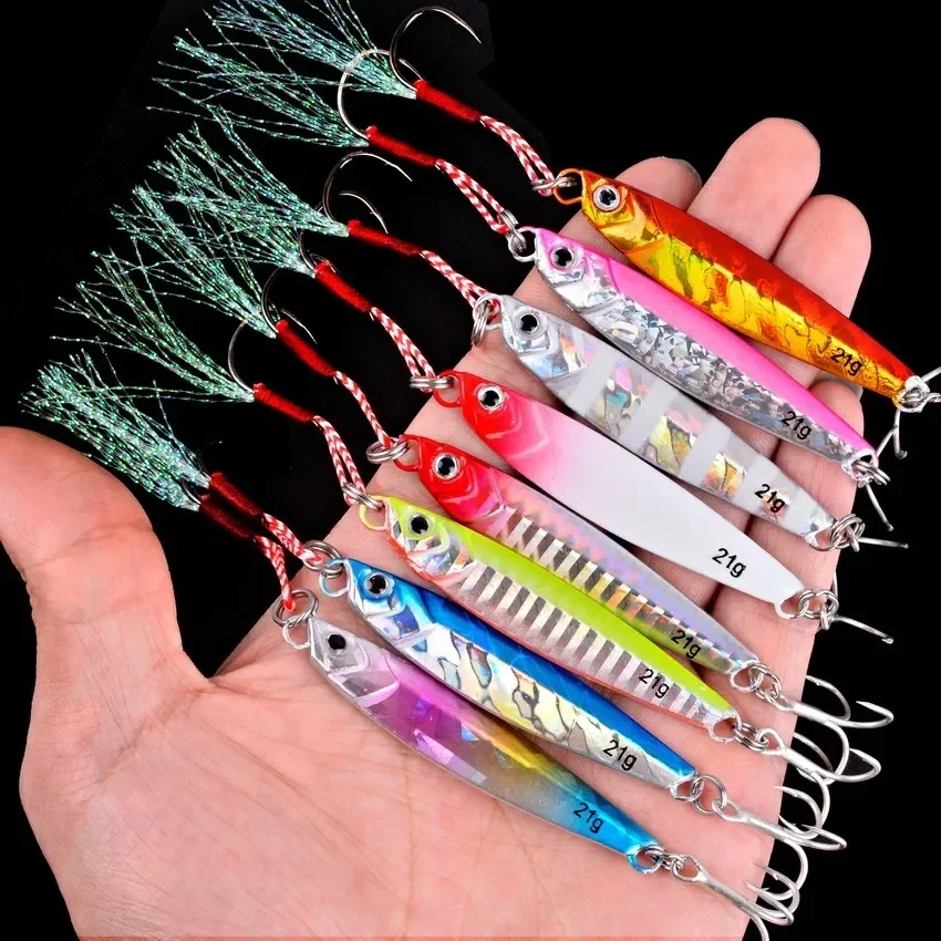 Metal casting jigs, 7 g to 60 g, packs of 3, 5 or 8 in mixed colours — representative supplier photograph