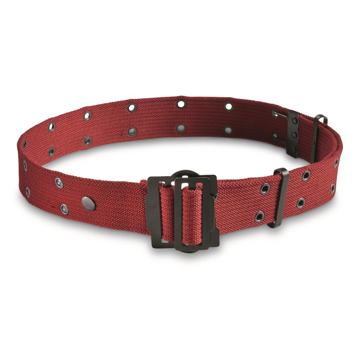 French Fire Brigade Surplus Canvas Duty Belts, 4 Pack, New — Red / four belts
