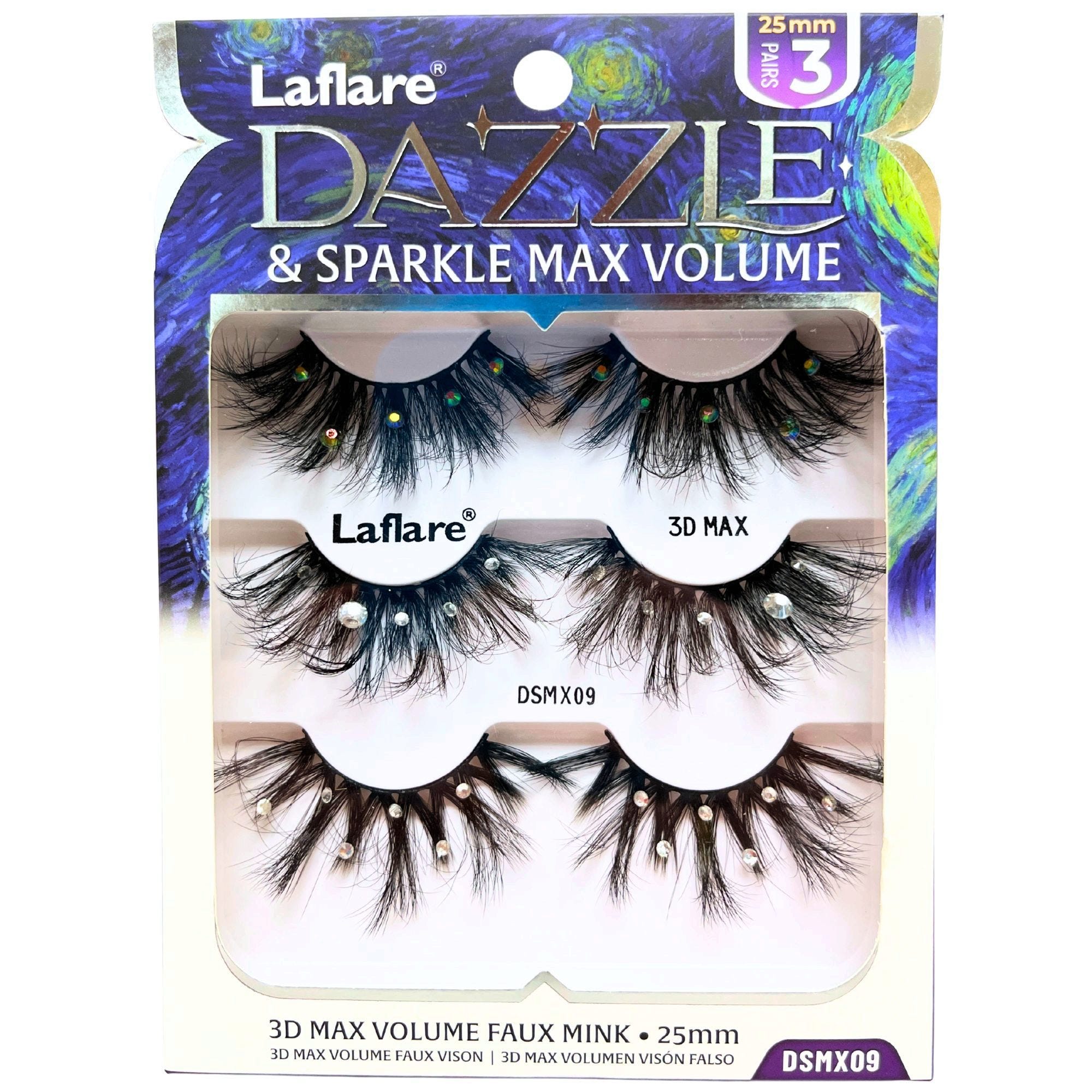 Bulk 40-Pack: LaFlare Dazzle & Sparkle 3D Gem Embellished 3 Pack Lashes