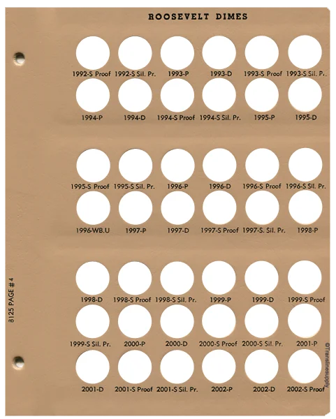 Roosevelt Dimes With Proof Replacement Page (1992 - 2002)