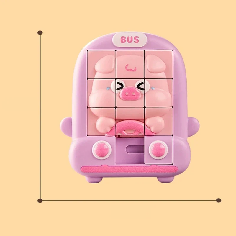 Cartoon animal bus slide puzzle, pocket brain teaser — representative supplier photograph
