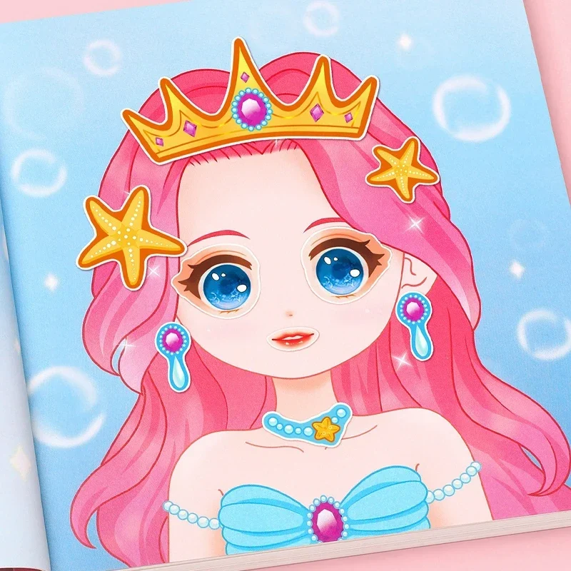 Princess make-a-face sticker book, 15 pages, reusable — representative supplier photograph