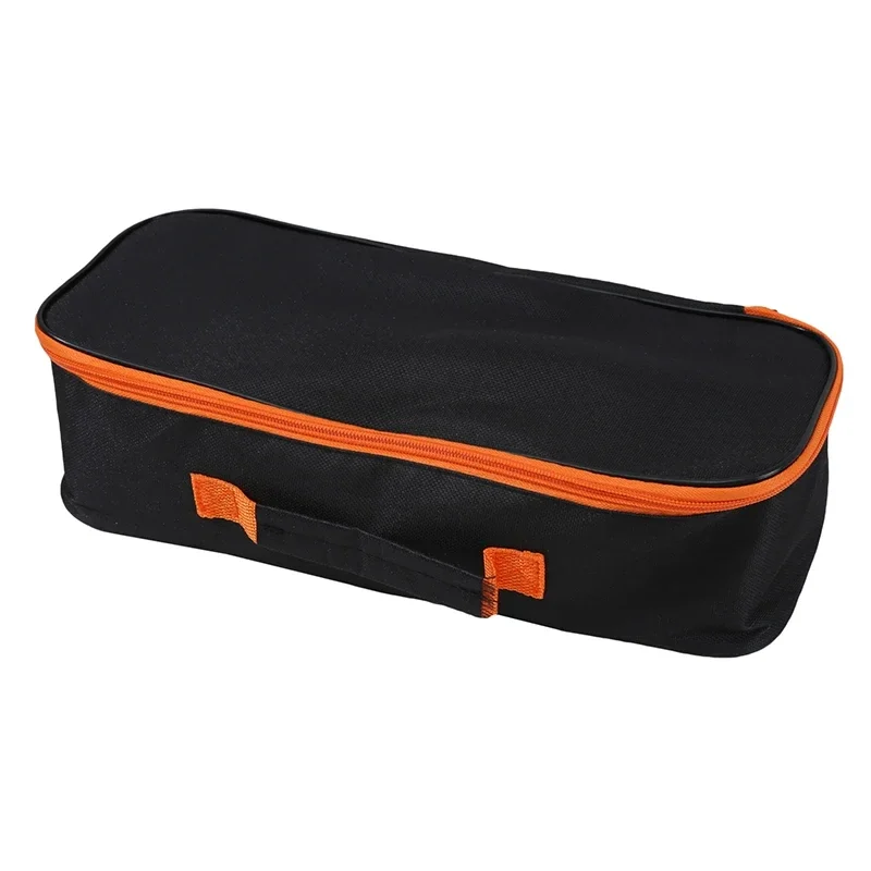 Zippered trunk tool bag with handle, black with orange trim — representative supplier photograph