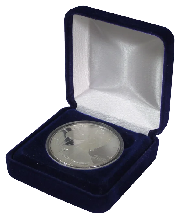 Black Velour Coin Capsule Box - Holds a large size coin capsule