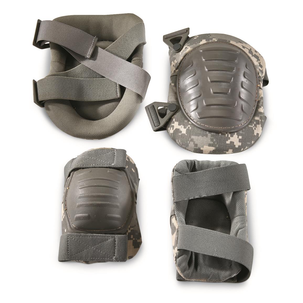 U.S. Military Surplus Elbow and Knee Pad Set, Like New — One Size Fits Most / ACU