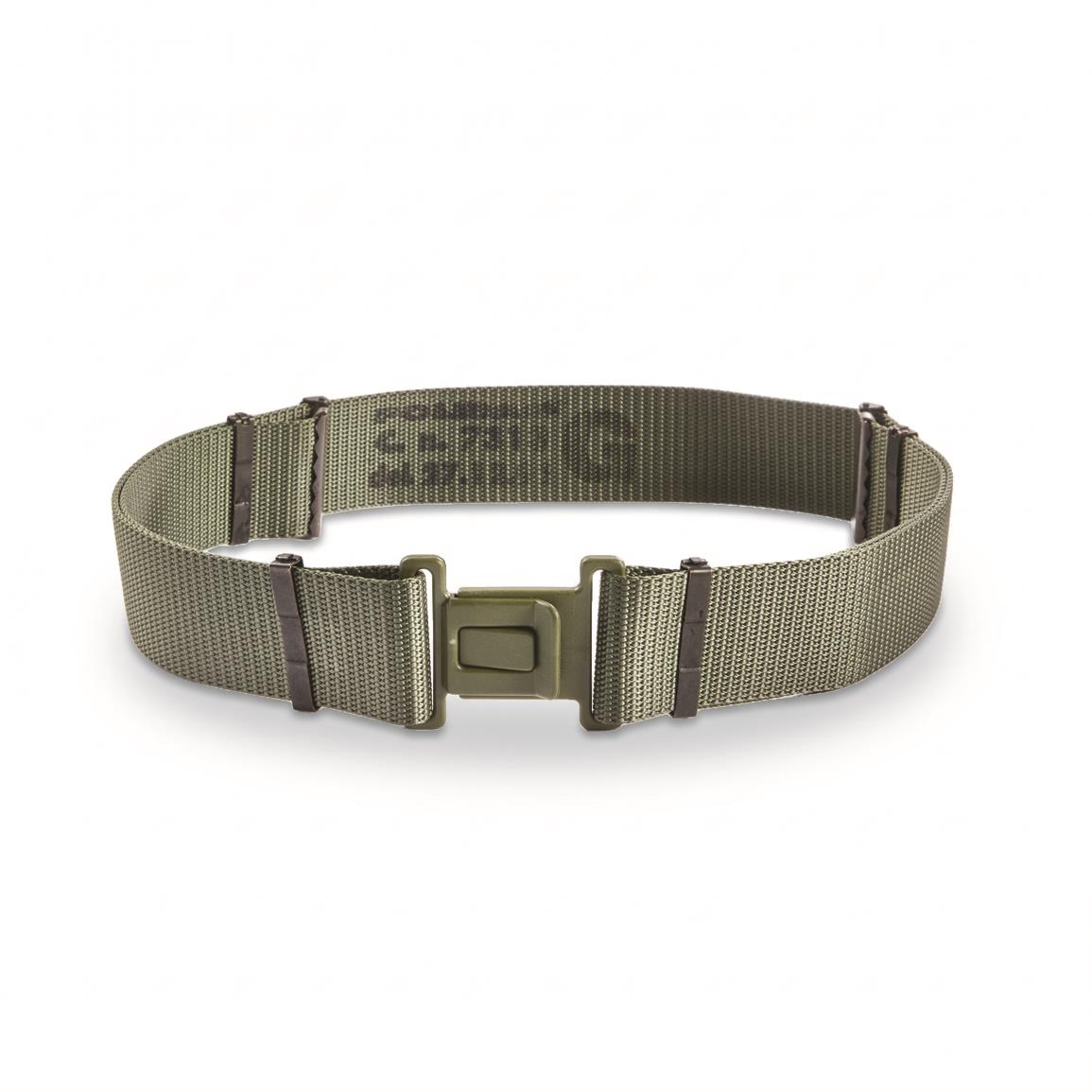 Italian Military Surplus Pistol Belt, New — Olive Drab / M/L; Italian nylon pistol belt