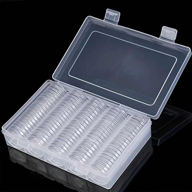 Clear 27 mm coin capsules — 100 pack