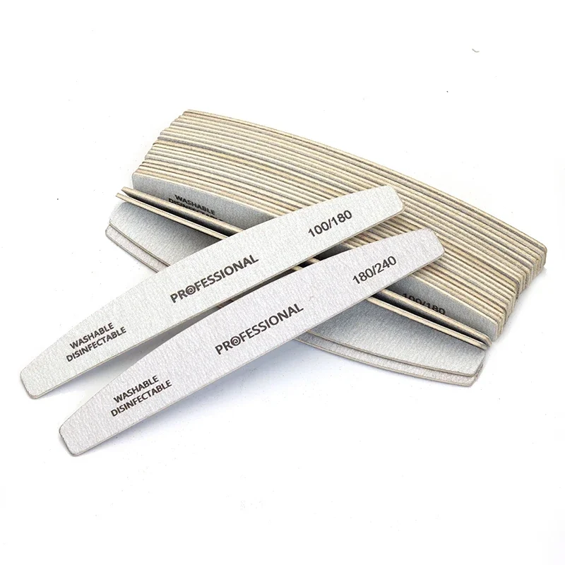 Wooden-core nail files, half-moon, 10-pack — representative supplier photograph