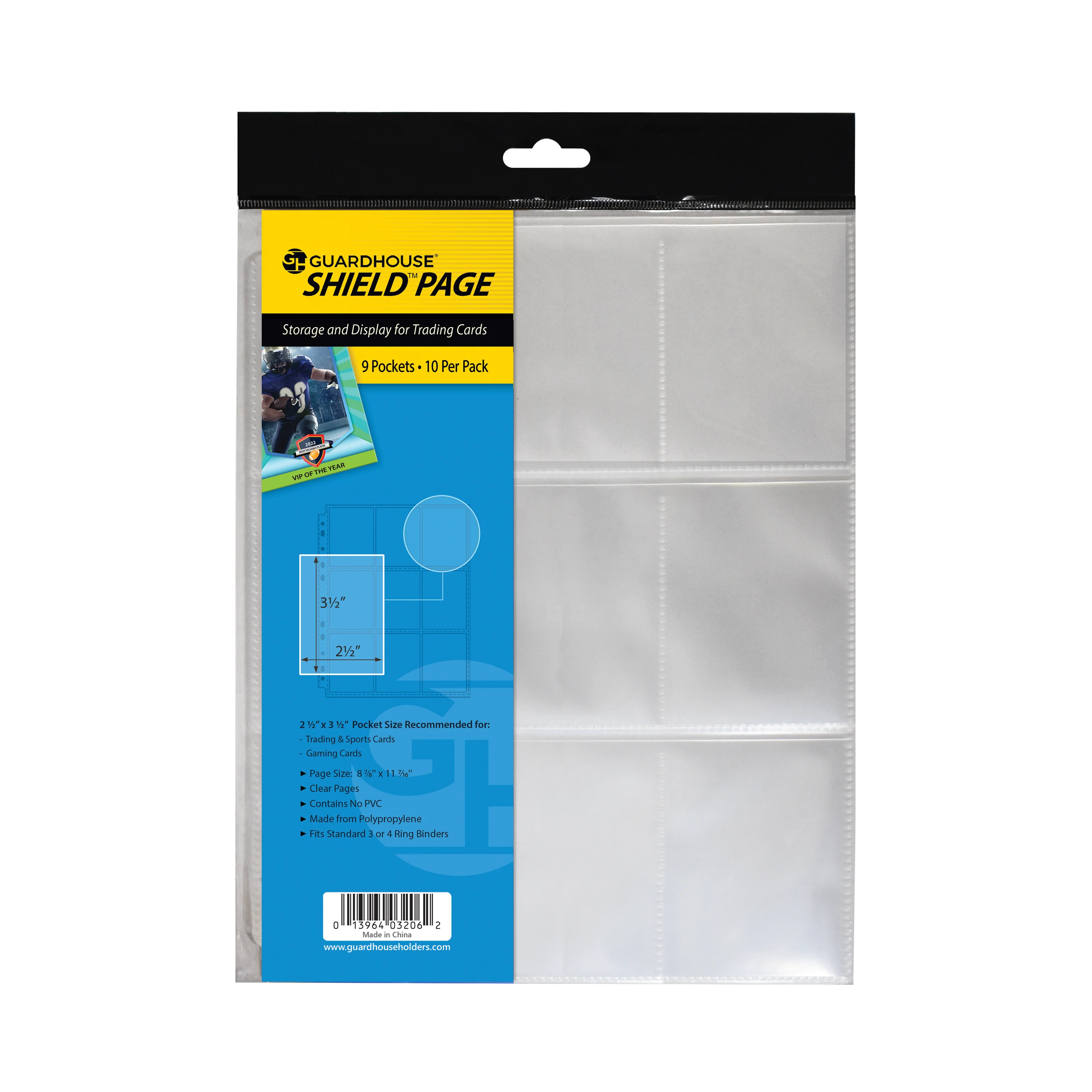 Guardhouse Shield 9 Pocket Archival (10 pack) Polypropylene Pages