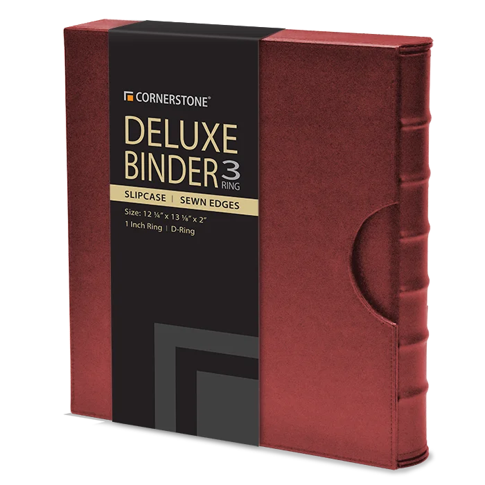 Cornerstone Regular Capacity 3 D-ring Binder & Slip Case (Burgundy)