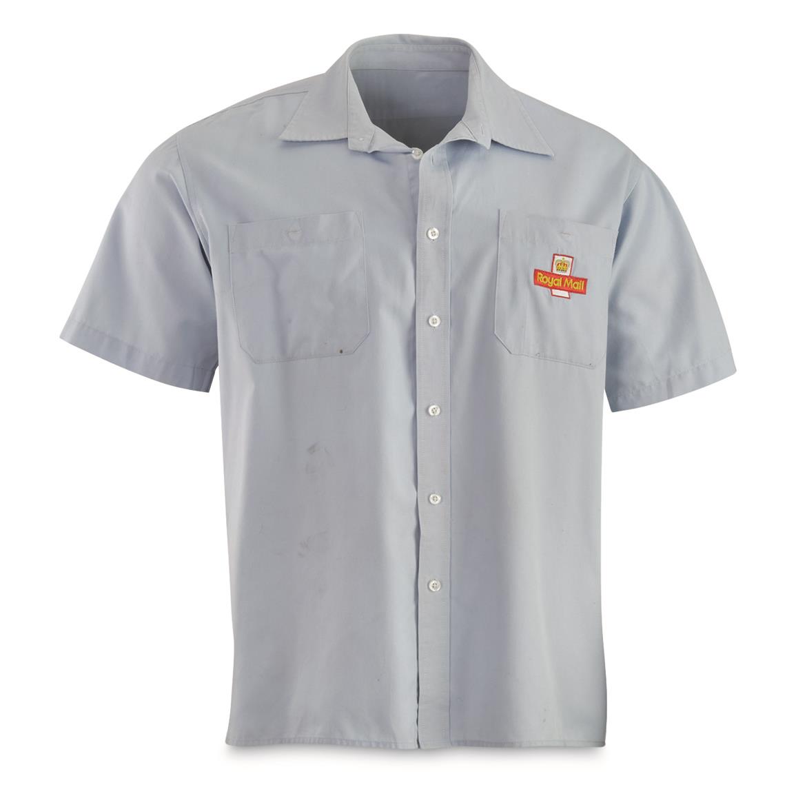British Royal Mail Surplus Short Sleve Shirts, 3 Pack, Used — SMALL / Blue