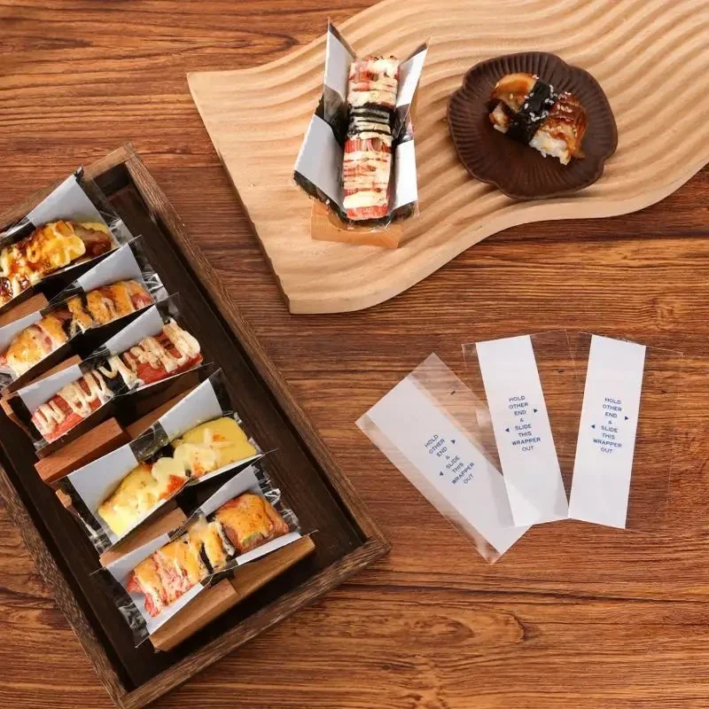 Clear sushi roll wrapping film sheets, individually packed, 200 — representative supplier photograph
