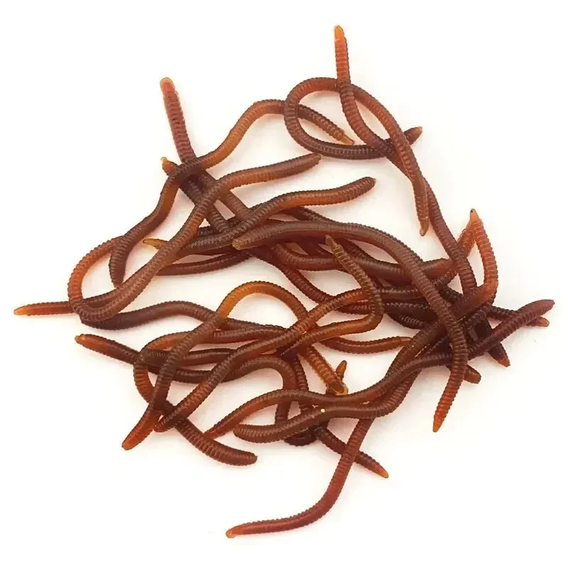 Soft red worm baits, scented, 3.5, 8 or 10 cm — representative supplier photograph