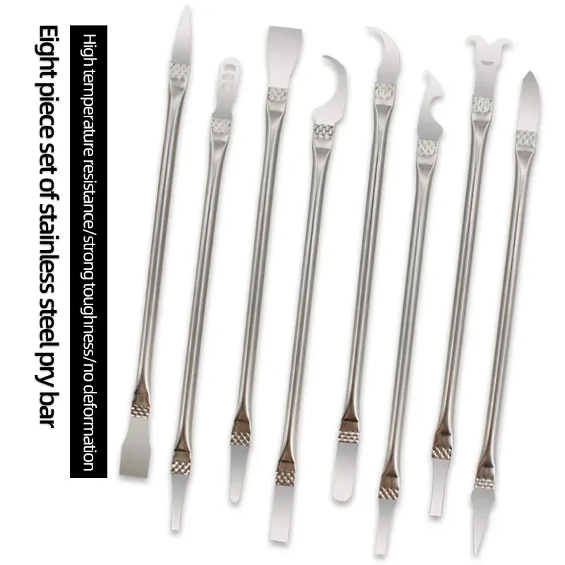 Stainless steel pry and scraper set for circuit board repair, 8 pieces — representative supplier photograph