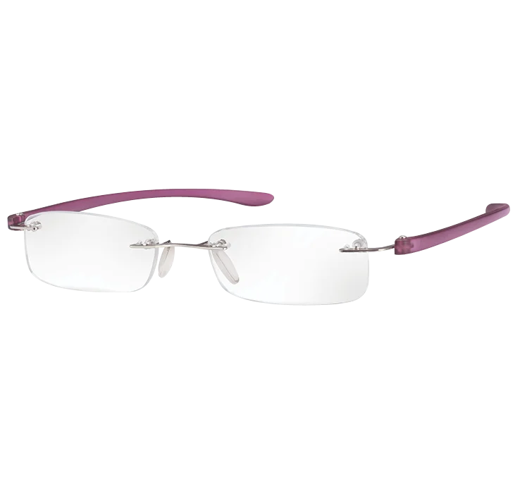 Rimless Magnifying Eye Glasses +2.5 (Purple Small)
