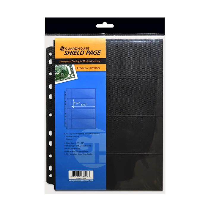4 Pocket Double-Sided Pages for Modern-Sized Currency - 10 pack