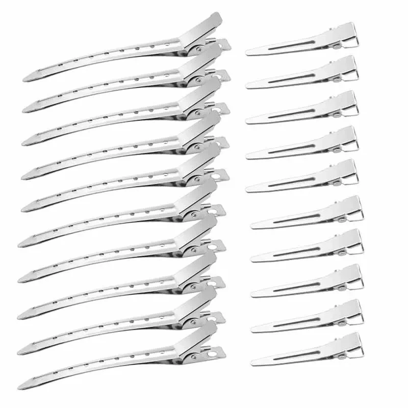 No-crease metal hair clips for styling and makeup, packs of 10 or 20 — representative supplier photograph