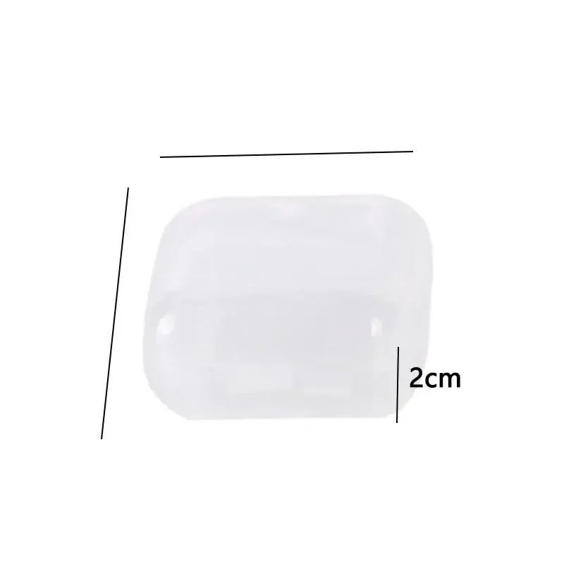 Mini clear flip-lid storage boxes, 3.5 cm square, packs of 20 or 50 — representative supplier photograph