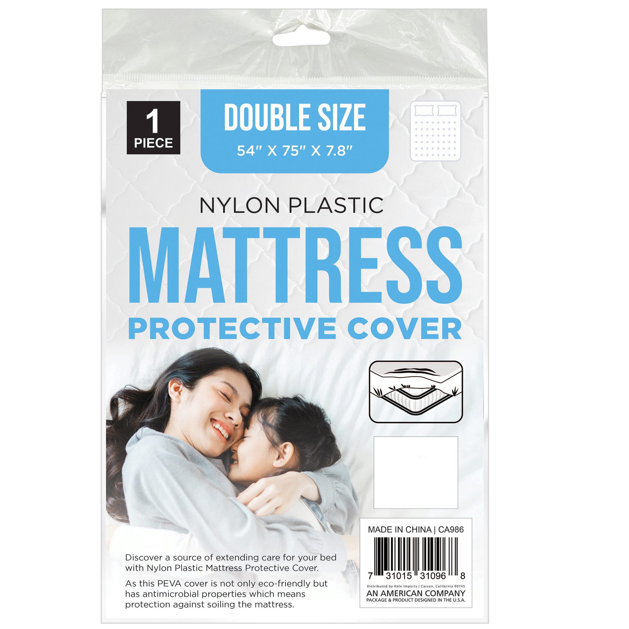 Bulk 24-Pack: Double Size Mattress Nylon Plastic Protective Cover 54" x 75" x 7.8"