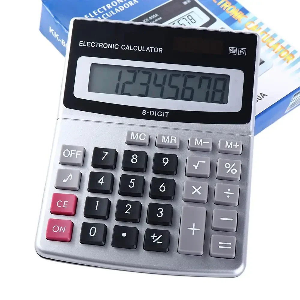 Desktop 8-digit calculator with large keys, 14 x 11 cm — representative supplier photograph