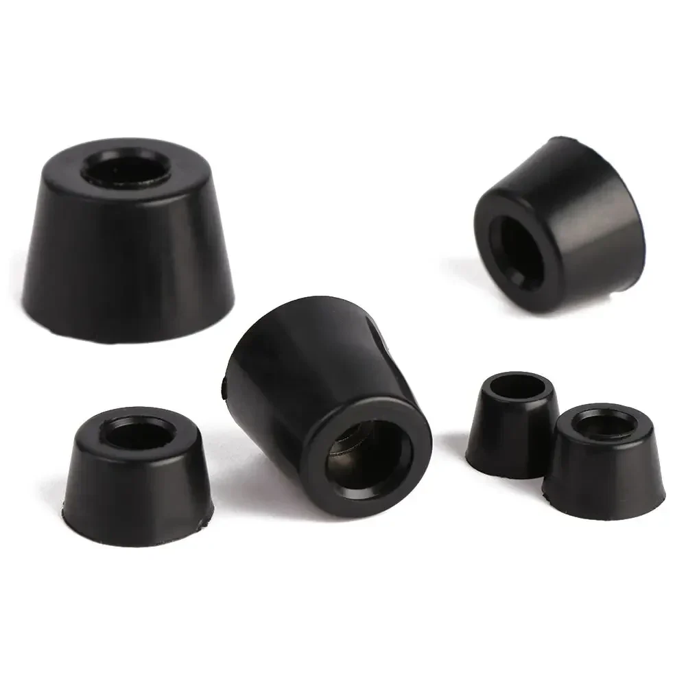 Black tapered PVC screw-on feet for speakers and cabinets, pack of 10 — representative supplier photograph