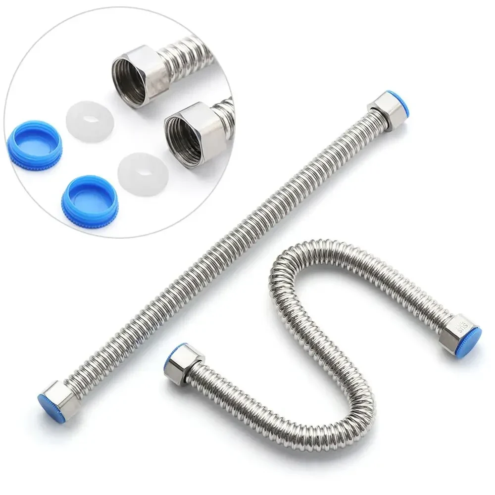 Corrugated stainless steel water heater and faucet hose, 10 or 60 cm — representative supplier photograph
