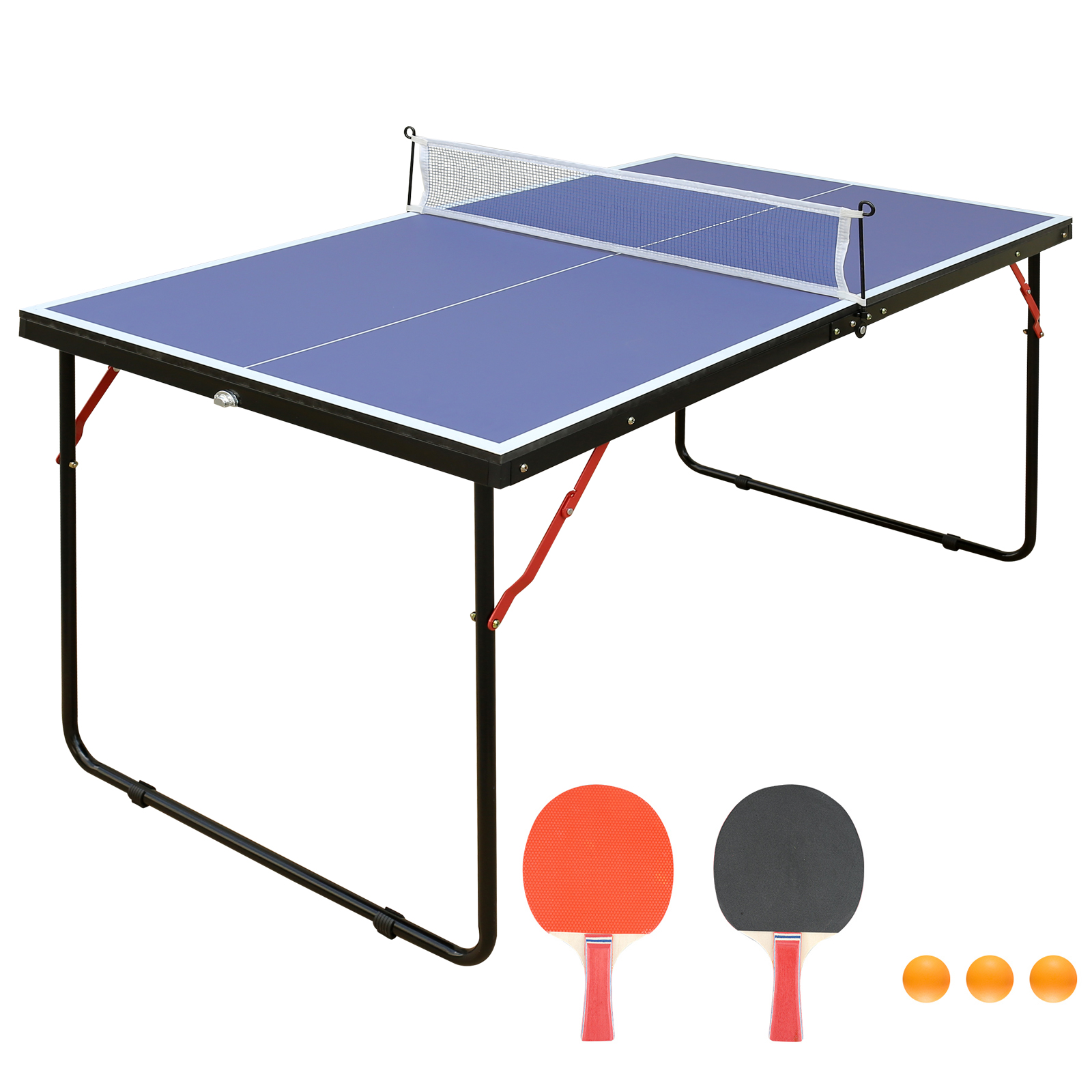 Table Tennis Table Folding Portable Table Tennis Table Set — Blue