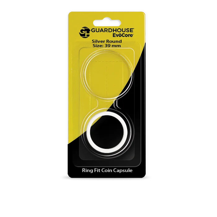 EvoCore Silver Round Silicone Ring Fit Coin Holder - 39mm (Clear)