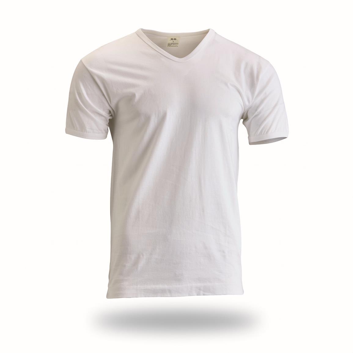 Italian Navy Surplus V-Neck Short Sleeve T-Shirt, New — White / Large; V-neck T-shirt