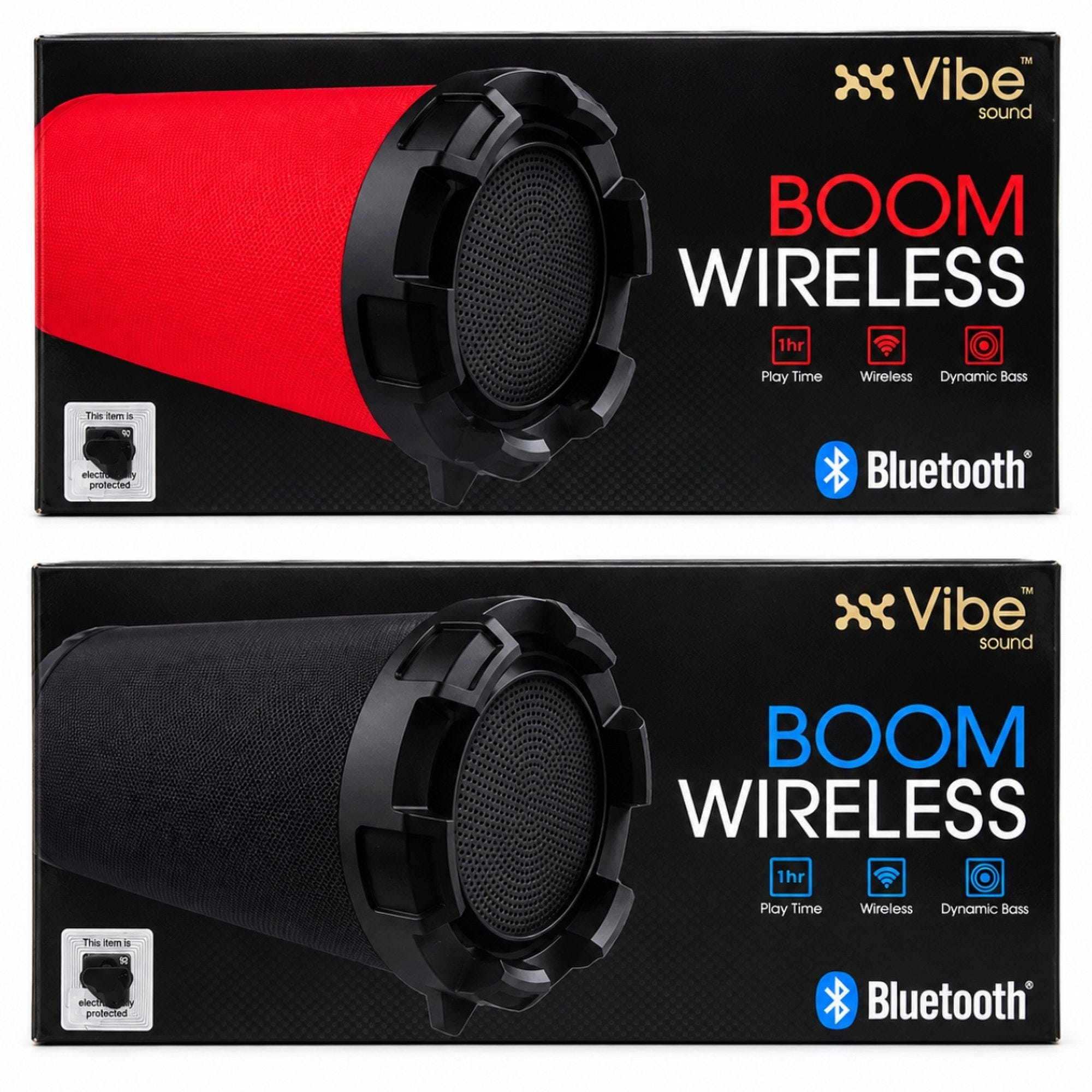 Vibe BOOM Portable Barrel Bluetooth Speaker Assorted Black and Red (pack of 4)