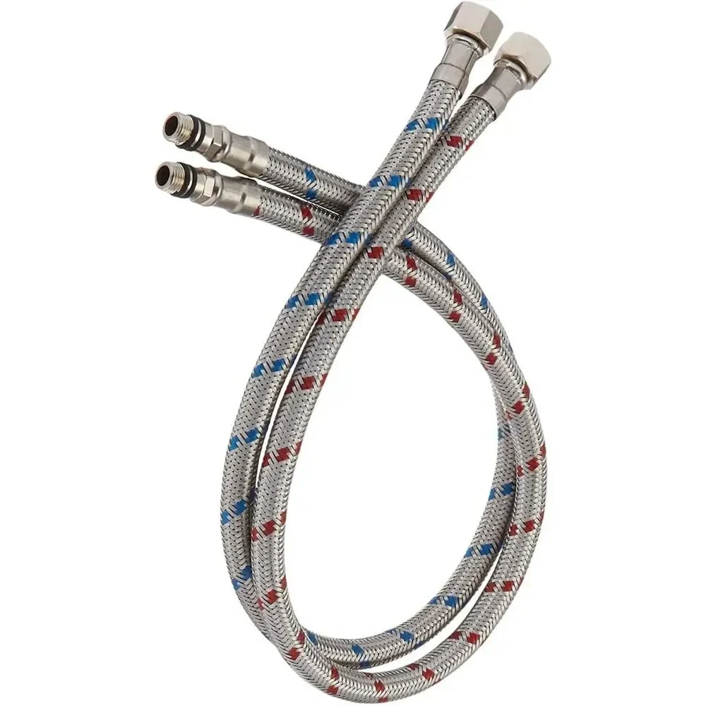 Braided stainless steel faucet connector hose, 80 cm — representative supplier photograph