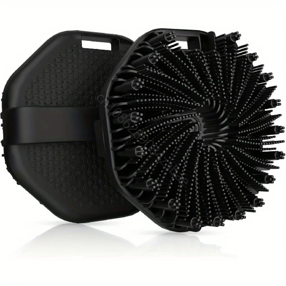 Silicone hand scrubber with strap, for body and scalp — representative supplier photograph