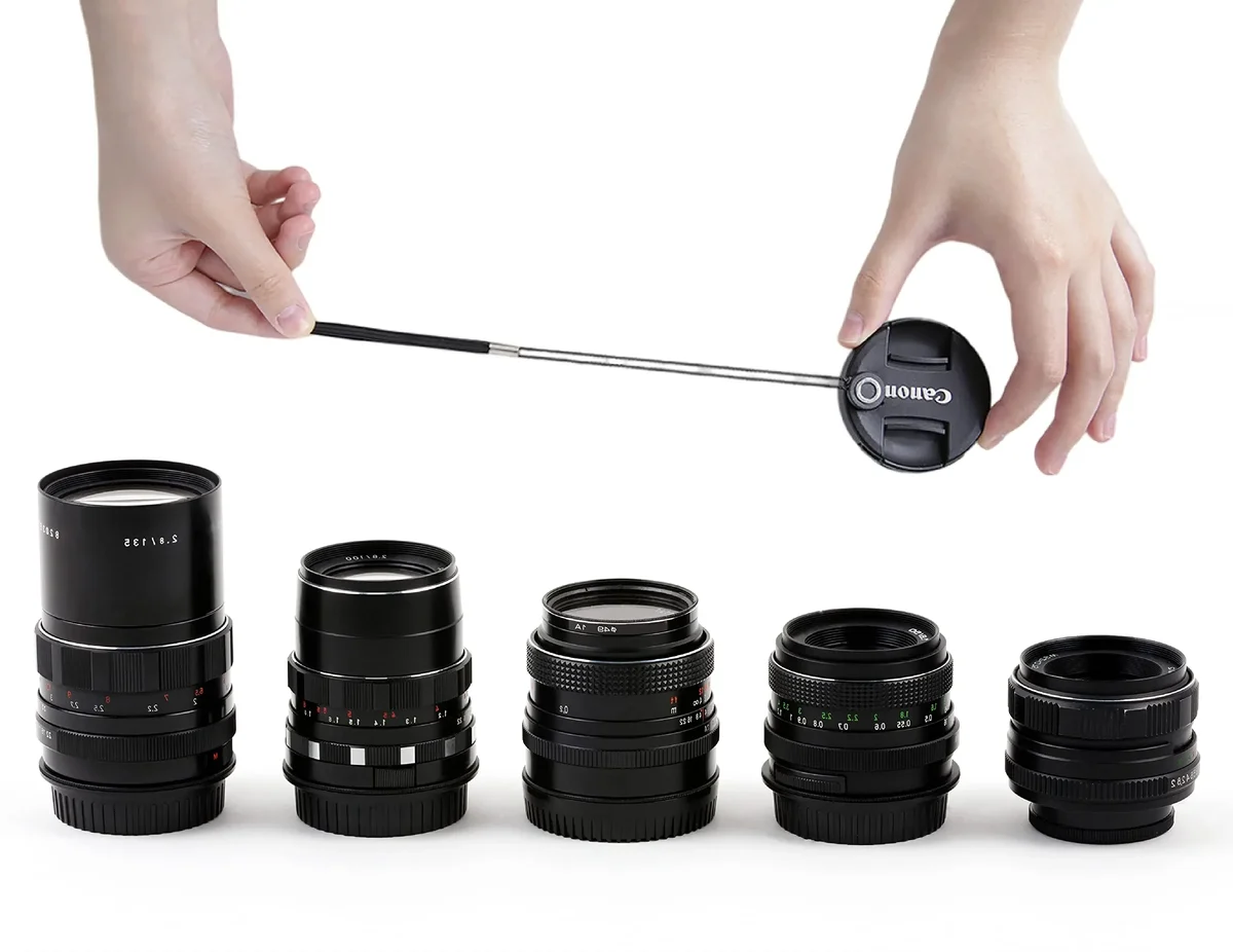 Lens cap keeper leash with elastic loop, 1, 3 or 6 pack — representative supplier photograph