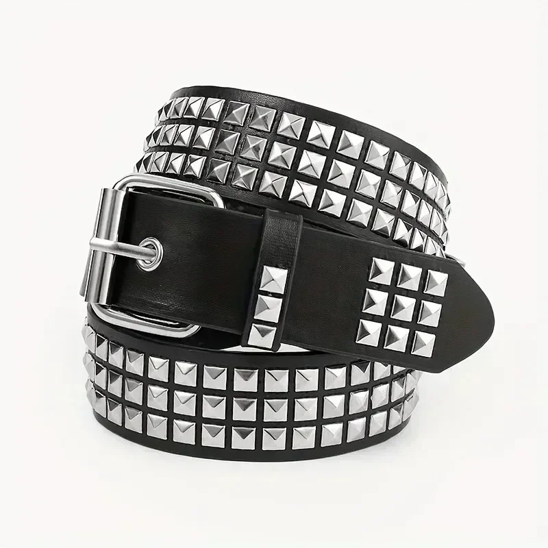 Pyramid stud belt, black, 105 cm — representative supplier photograph