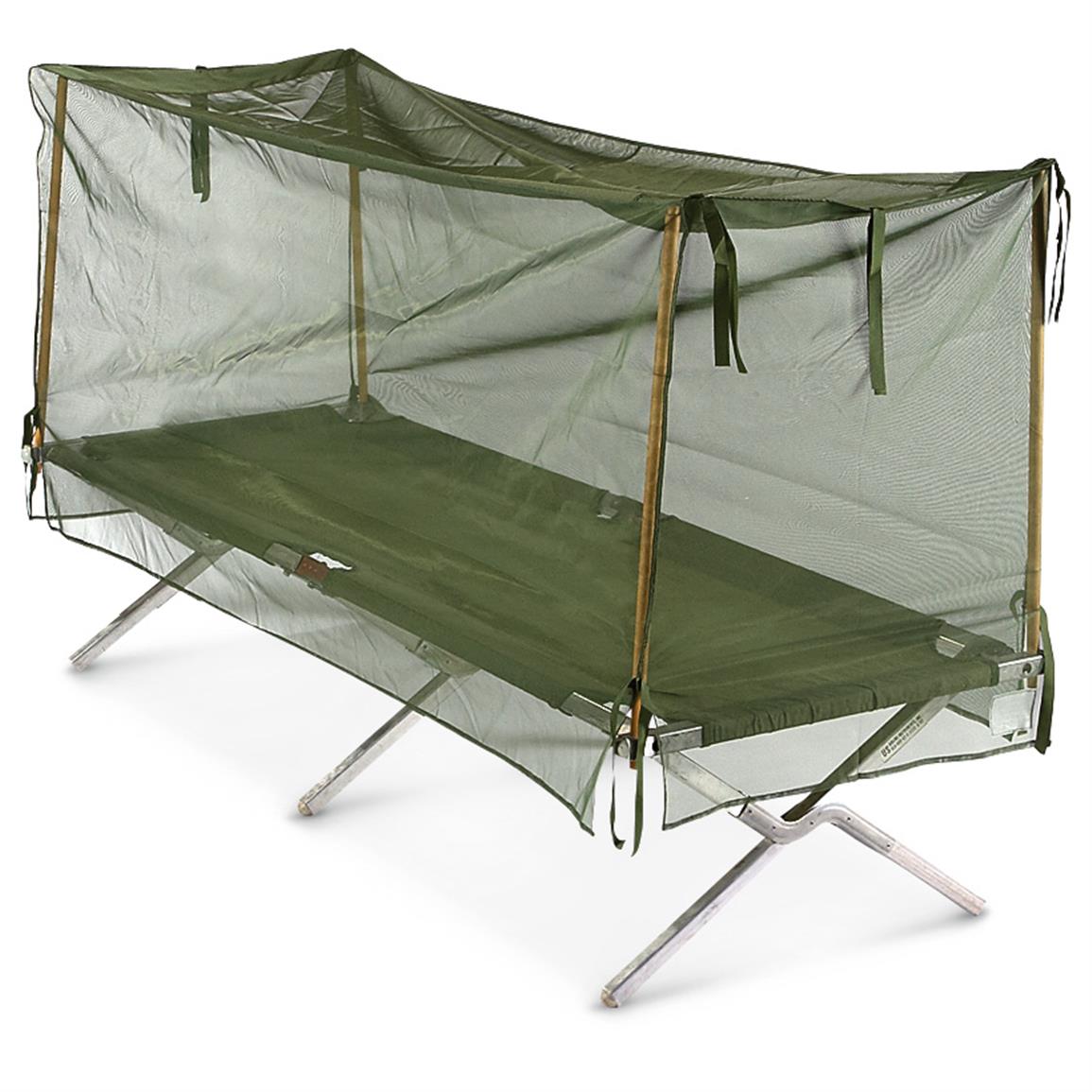 U.S. Military Surplus Mosquito Net with Poles, New