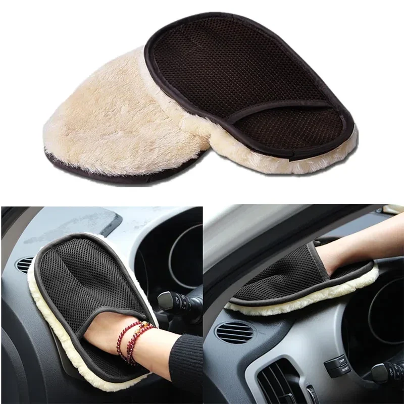 Fleece car wash mitt with mesh back, 23 x 16 cm