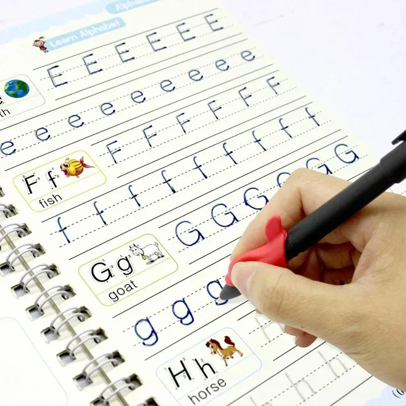 Reusable handwriting practice copybook with fading-ink pen — representative supplier photograph