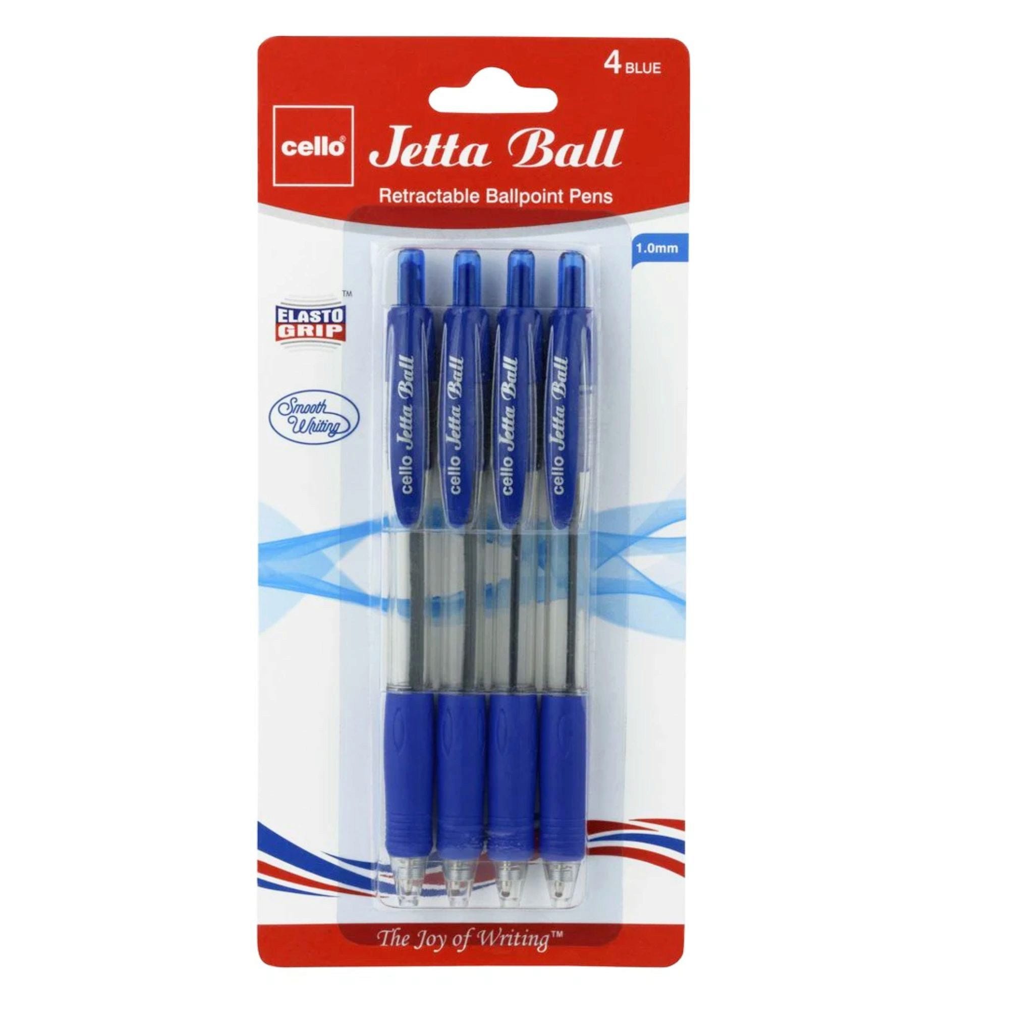 Bulk 36-Pack: Cello 4 Pack 1.0mm Jetta Retractable Ballpoint Blue Pens