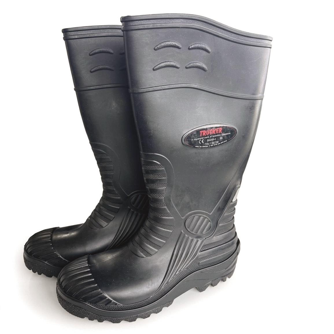 Italian Military Surplus Rubber Boots with Composite Toe, New — 10.5 / Black