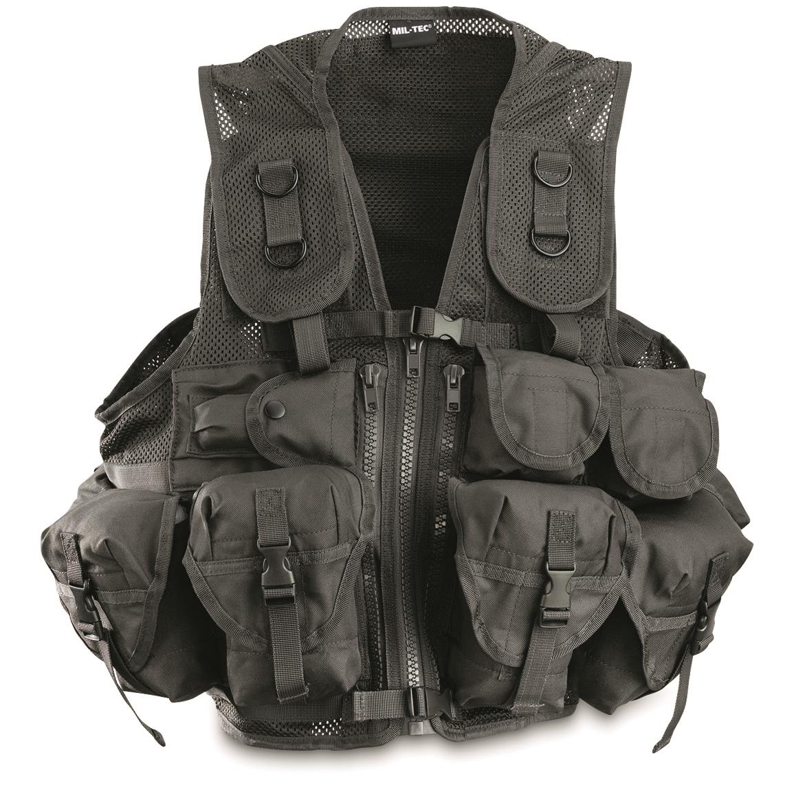 Mil-Tec 9 Pocket Tactical Vest — Black / OSFM