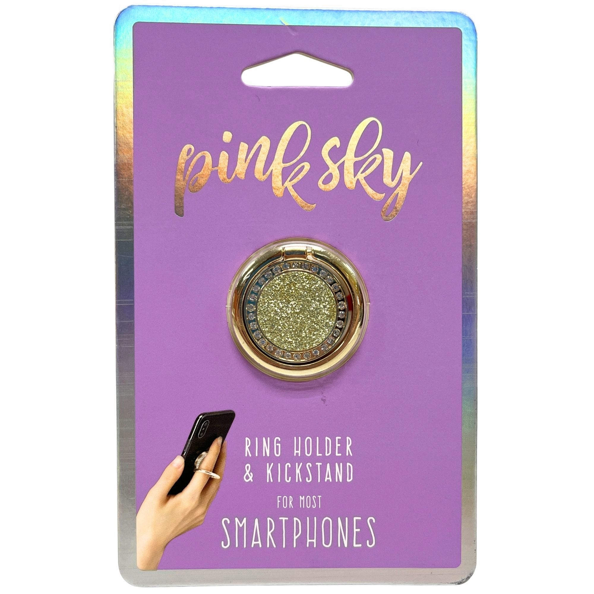 Bulk 30-Pack: Pink Sky Circular Phone Ring Holder & Kickstand w/ Diamond Frame Design