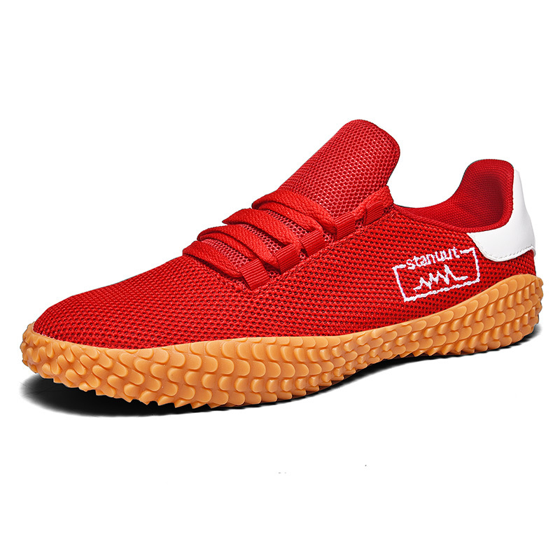 Spring and Summer Flying Woven Casual Shoes Large Men's Shoes Beathable Korean Forrest Gump Sneakers — Red-39