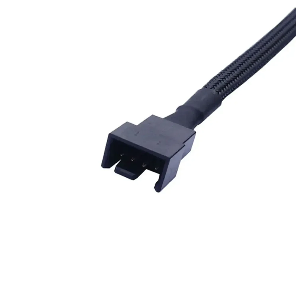 4-pin PWM fan extension cable, sleeved, 27 to 82 cm — representative supplier photograph