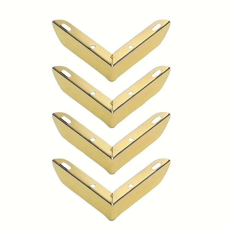 L-shaped corner furniture feet, brass tone, set of 4 — representative supplier photograph