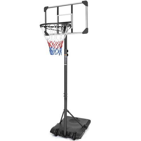 Portable Basketball Goal System With Stable Base And Wheels, Use For Indoor Outdoor Teenagers Youth Height Adjustable 5.6 To 7ft Basketball Hoop 28 Inch Backboard — Transparent