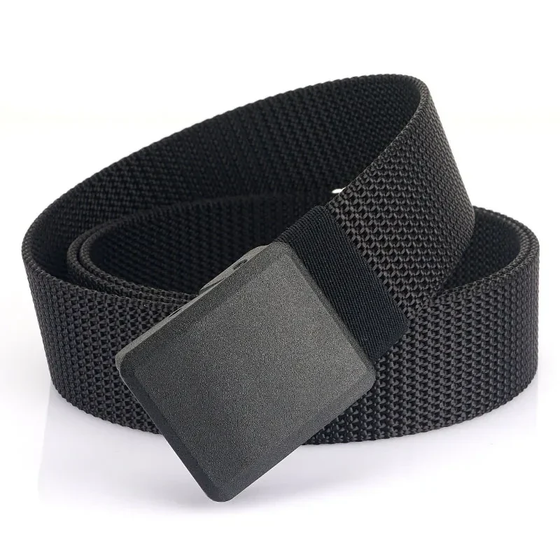 Nylon web belt with slide-lock buckle, black, 120 cm — representative supplier photograph