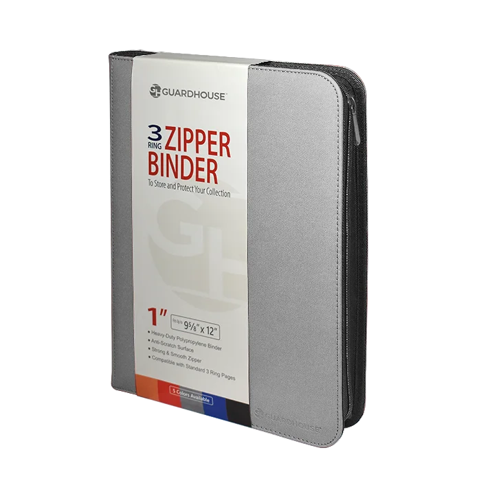 Zipper Binder with 3 Ring Clip - Gray