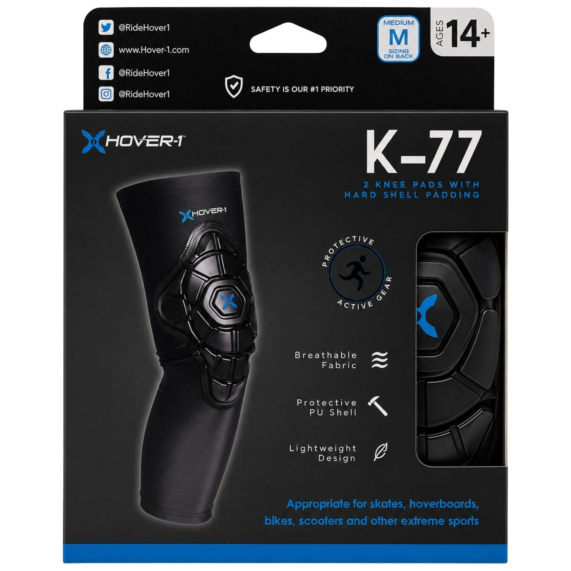 Hover-1 K-77 Hardshell Knee Pads Size M (pack of 6)